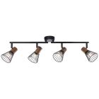 Moderne plafondlamp Floor, Donkerkleurig Hout, Mat Zwart