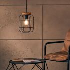 Industriële Hanglamp Taede, Zwart, hout