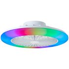 Moderne plafondventilator wit, Sofieke, 40W, RGBW LED, met afstandsbediening