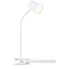 Kunststof klemlamp wit, Musab, 7W, 3000K LED, 3-staps dimbaar