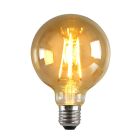 Dimbare Olucia E27 LED lamp, G95, 6W, Amber glas, 2200k