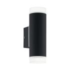 Zwarte moderne up down wandlamp staal, Marlies, IP44