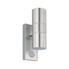 Zilveren moderne buiten wandlamp met bewegingssensor rvs, Marlies, IP44