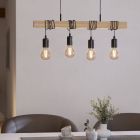 Houten balk hanglamp zwart, Anton