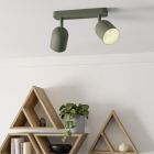 Groene vintage plafondlamp staal, Tjitte