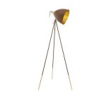 Gouden moderne driepoot vloerlamp staal, Maick, met trekschakelaar