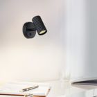 Zwarte moderne wandspot aluminium, Vikram, met schakelaar