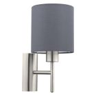 Grijze moderne wandlamp stof, Abano, met schakelaar