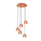Koperen design hanglamp glas, Iroma