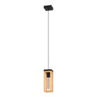 Houten hanglamp bruin, Jasmina, met schakelaar