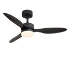Zwarte moderne plafondventilator metaal, Herre, 20W, warm tot koud wit verstelbare LED, met afstandsbediening