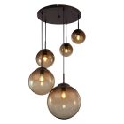 Design eettafel hanglamp Novia, amber, glas