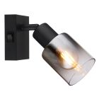 Zwarte moderne wandspot metaal, Norbert, met schakelaar