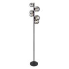 Design vloerlamp Melinda, zwart, rookglas