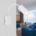 Witte design stopcontact wandlamp metaal, Roelof, met schakelaar