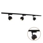 1M zwart 1-fase railverlichting systeem + 3 Alco railspots