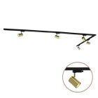 3M messing 1-fase railverlichting systeem met hoekstuk + 5 Elena railspots