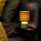 Groene tafellamp vintage, Woolly, met schakelaar