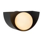 Zwarte retro wandlamp, Benni, glas