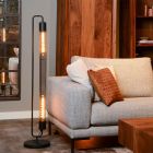 Zwarte vloerlamp Calixt, staal, met aan/uit schakelaar