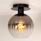 Zwarte retro plafonniere, Marius, glas
