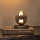 Grijze tafellamp rookglas, Tamino, 6W, 3000K LED, met schakelaar