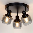 Zwarte klassieke plafondspot, Bjorn, glas