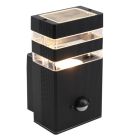 Aluminium buiten wandlamp met bewegingssensor zwart, Albin, IP54