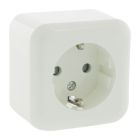 Exin Exo contactdoos, opbouw, enkelvoudig, randaarde, polarwit