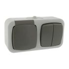 Q-Link Combinatie stopcontact en schakelaar, Spatwaterdicht serie Randaarde