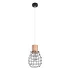 Landelijke hanglamp Gerbrich, zwart, hout