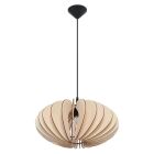 Landelijke hanglamp Halbe, bruin, hout
