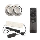 2 kantelbare veranda spots Rona, IP44, met aansluitset en afstandsbediening, geborsteld chroom