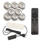 8 kantelbare veranda spots Rona, IP44, met aansluitset en afstandsbediening, geborsteld chroom