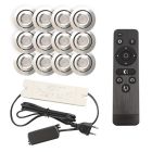 12 kantelbare veranda spots Rona, IP44, met aansluitset en afstandsbediening, geborsteld chroom