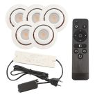 5 kantelbare veranda spots Rona, IP44, met aansluitset en afstandsbediening, wit