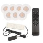 7 witte veranda inbouwspots Dico, IP65, incl. aansluitset en afstandbediening