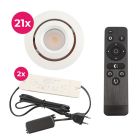 21 kantelbare veranda spots Rona, IP44, met aansluitset en afstandsbediening, wit