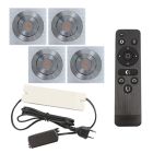 4 kantelbare veranda spots Rona vierkant, IP44, met aansluitset en afstandsbediening, geborsteld chroom