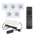 5 vierkante witte veranda inbouwspots Dico, IP65, incl. aansluitset en afstandbediening