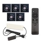 5 kantelbare veranda spots Rona vierkant, IP44, met aansluitset en afstandsbediening, zwart