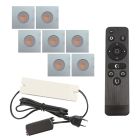 7 vierkante geborsteld Chroom veranda inbouwspots Dico, IP65, incl. aansluitset en afstandbediening