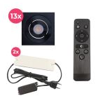 13 kantelbare veranda spots Rona vierkant, IP44, met aansluitset en afstandsbediening, zwart