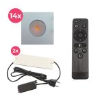 14 vierkante geborsteld Chroom veranda inbouwspots Dico, IP65, incl. aansluitset en afstandbediening