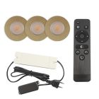 3 messing veranda inbouwspots Dico, IP65, incl. aansluitset en afstandbediening