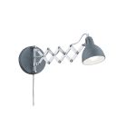 Grijze wandlamp industrieel, Yemaya, met schakelaar