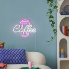 Kunststof wandlamp, Coffee, 5W, roze LED, met schakelaar