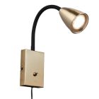 Messing wandlamp modern, Joanne, met schakelaar
