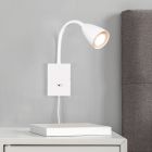 Witte wandlamp modern, Joanne, met schakelaar