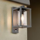 Antraciete buitenlamp met bewegingssensor Reini, aluminium, modern, IP44
